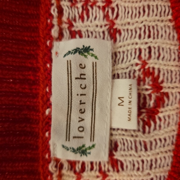 Love Riche Womens Snowflake Crewneck Knit Sweater Red Medium - Picture 8 of 10